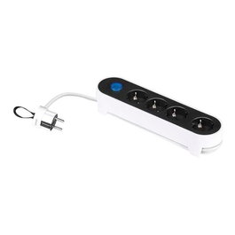 Simon Base múltiple de 4 tomas Schuko, 1,4 m cable, bicolor