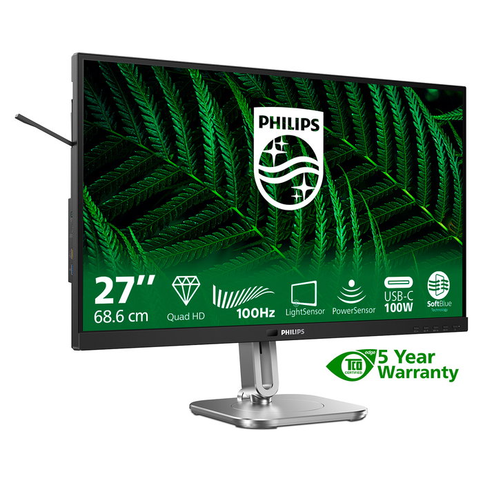 Philips 27B2G5601 Monitor 27" IPS QHD 2560x1440 100Hz 4ms USB-C Hub con HDMI y DisplayPort, Altavoces, Flicker-Free, LowBlue, VESA 100x100 Philips 27B2G5601 Monitor 27" IPS QHD 2560x1440 100Hz 4ms USB-C Hub con HDMI y DisplayPort, Altavoces, Flicker-Free, LowBlue, VESA 100x100