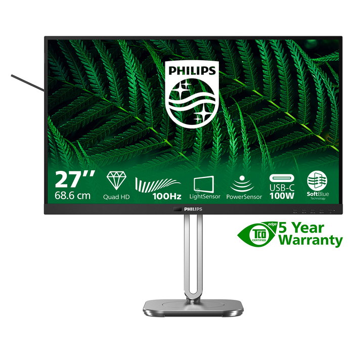Philips 27B2G5601 Monitor 27" IPS QHD 2560x1440 100Hz 4ms USB-C Hub con HDMI y DisplayPort, Altavoces, Flicker-Free, LowBlue, VESA 100x100 Philips 27B2G5601 Monitor 27" IPS QHD 2560x1440 100Hz 4ms USB-C Hub con HDMI y DisplayPort, Altavoces, Flicker-Free, LowBlue, VESA 100x100
