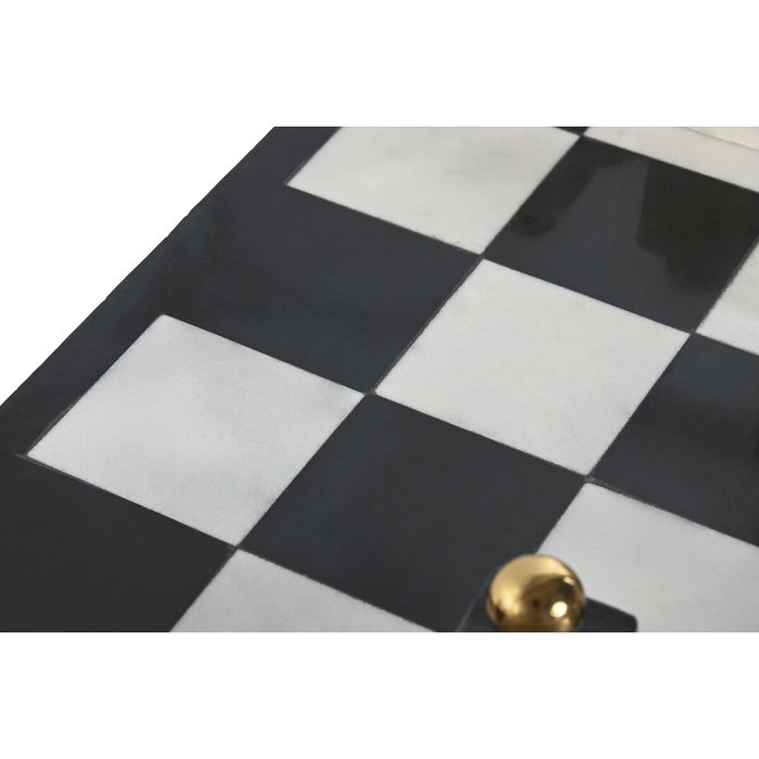 DKD Home Decor Juego de Ajedrez Granito y Acero Dorado