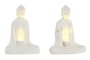 DKD Home Decor Decoracion Luminosa Oriental Buda Blanco Resina LED 8 x 15.5 x 12.5 cm (4 Unidades)