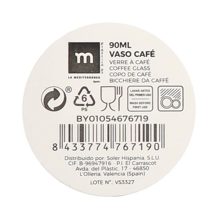 La Mediterranea Vaso Café 90ml (24 Unidades)​