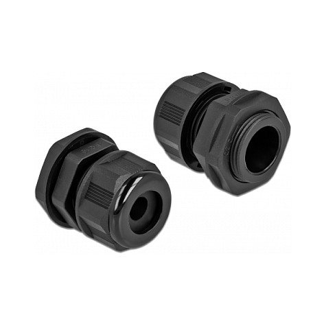 DeLOCK Prensaestopas PG16 para cable redondo negro, 2 piezas