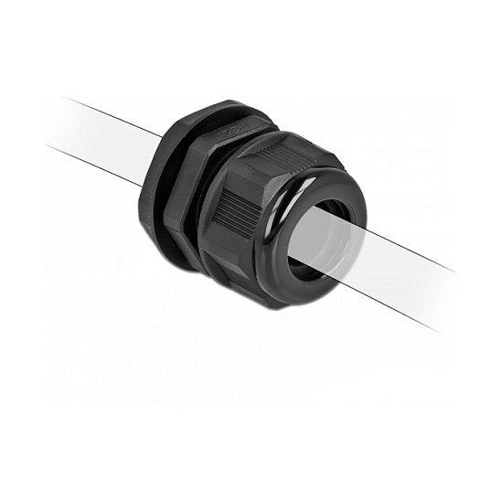 DeLOCK Prensaestopas PG16 para cable redondo negro, 2 piezas