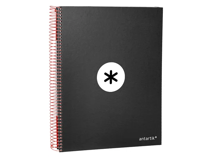 Antartik Cuaderno Espiral A4 Tapa Forrada 120 Hojas 90gr Micro Horizontal Negro 5 Bandas 4 Taladros