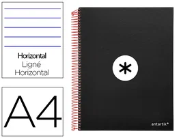 Antartik Cuaderno espiral A4 micro tapa forrada negro 120h 90g