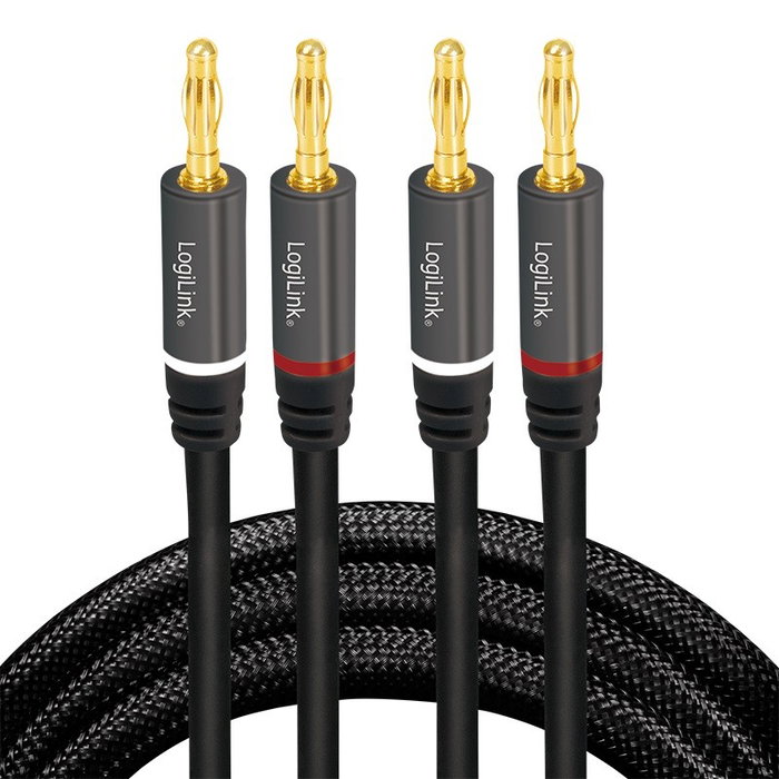 LogiLink Cable de Audio 2x2 Clavija Banana Metal Negro 5 m