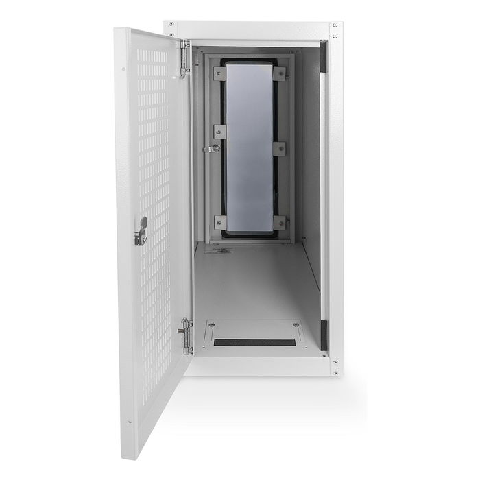 Digitus DA-90011 Armario para PC con Puerta de Vidrio, Ruedas y Cerraduras, Color Gris RAL 7035, Acero