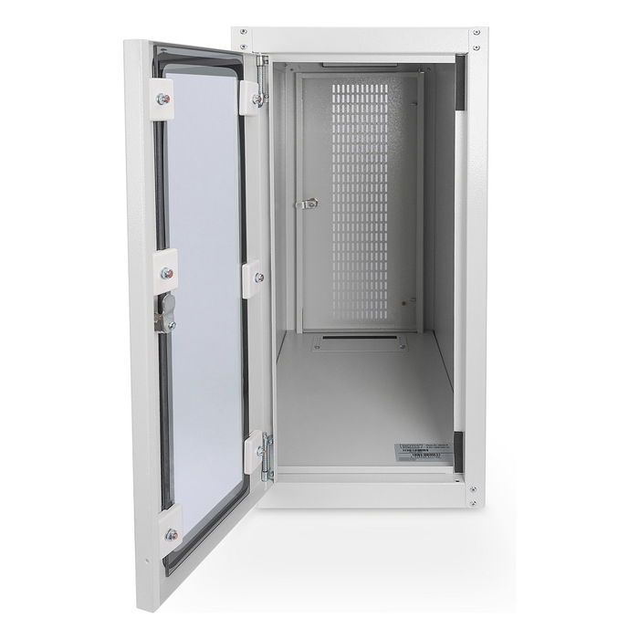 Digitus DA-90011 Armario para PC con Puerta de Vidrio, Ruedas y Cerraduras, Color Gris RAL 7035, Acero