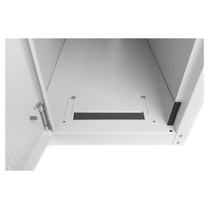 Digitus DA-90011 Armario para PC con Puerta de Vidrio, Ruedas y Cerraduras, Color Gris RAL 7035, Acero