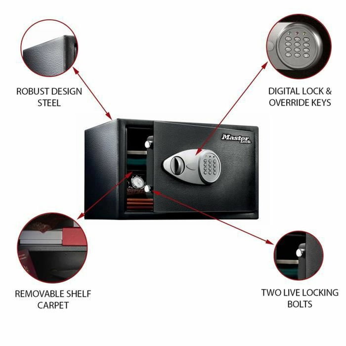 Master Lock Caja fuerte con combinación electrónica programable - Negro y gris metalizado