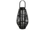 DKD Home Decor Portavelas de Ratán y Cristal Negro 25x25x46 cm