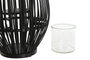 DKD Home Decor Portavelas de Ratán y Cristal Negro 25x25x46 cm