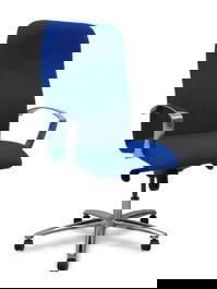 Sillón Caudete con mecanismo Basculante avanzado tapizada con Tela color Azul. Equipado con Base aluminio, Brazos fijos y Ruedas de parqué