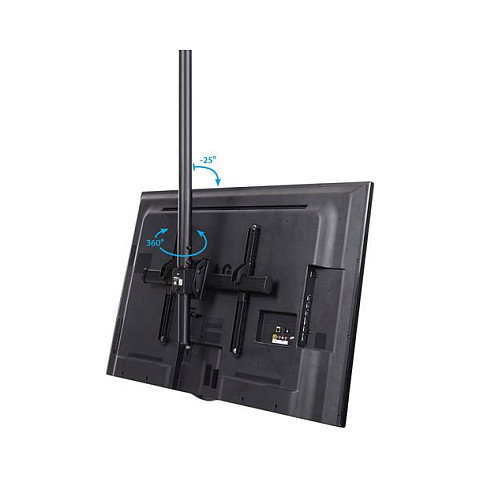 StarTech.com Soporte de Techo para TV, Movimiento Total, VESA 200x200 a 600x400 mm, Mástil Ajustable 56-91 cm, para Pantallas de 32" a 75" hasta 50 kg, Negro, Acero