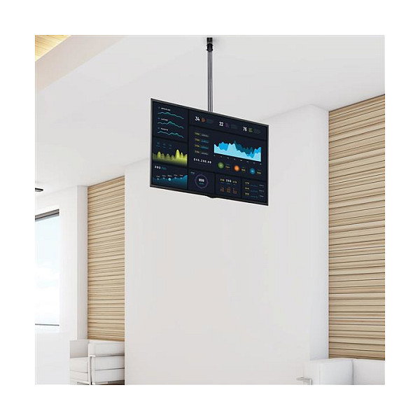 StarTech.com Soporte de Techo para TV, Movimiento Total, VESA 200x200 a 600x400 mm, Mástil Ajustable 56-91 cm, para Pantallas de 32" a 75" hasta 50 kg, Negro, Acero