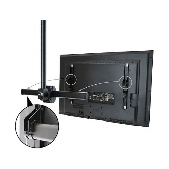 StarTech.com Soporte de Techo para TV, Movimiento Total, VESA 200x200 a 600x400 mm, Mástil Ajustable 56-91 cm, para Pantallas de 32" a 75" hasta 50 kg, Negro, Acero