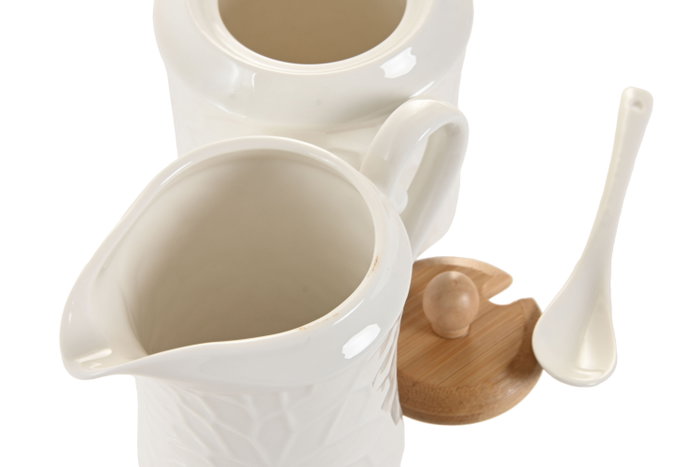 DKD Home Decor Set de 2 Azucareros de Porcelana y Bambú Pengjia Flower 2025 DKD Home Decor Set de 2 Azucareros de Porcelana y Bambú Pengjia Flower 2025