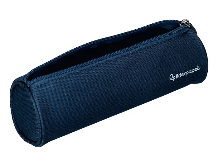Liderpapel Estuche portatodo Classic cilíndrico ancho azul marino