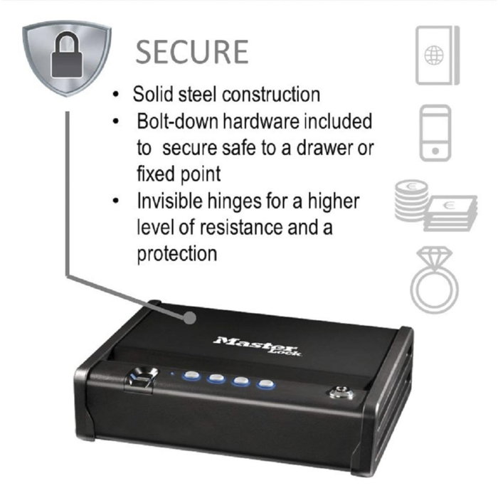 Master Lock MLD08EB Caja Fuerte Biométrica Compacta Negra Master Lock MLD08EB Caja Fuerte Biométrica Compacta Negra