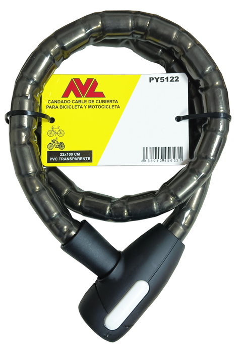 AVL Candado Pitón Cable 22x100 cm para Bicicleta y Motocicleta AVL Candado Pitón Cable 22x100 cm para Bicicleta y Motocicleta