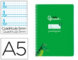 Liderpapel Cuaderno Espiral A5 Pautaguía 40 Hojas 75g Cuadro Pautado 5mm Tapa Blanda Color Verde