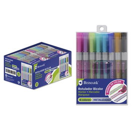 Bismark Rotuladores Bicolor Metal + Neon Pastel Surtidos Blister 8 Ud