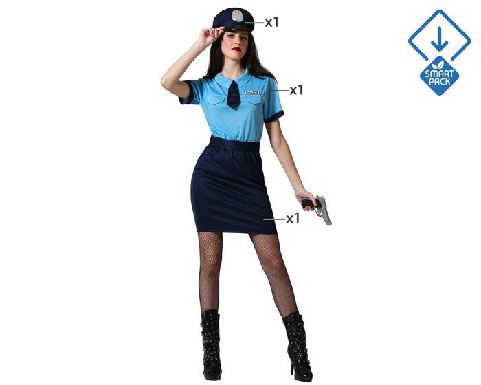 Disfraz de Policía Mujer Adulto Azul M-L Disfraz de Policía Mujer Adulto Azul M-L