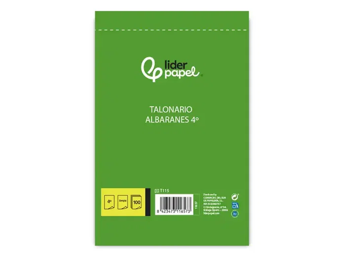 Liderpapel T115 Talonario Albarán Cuarto Original 144 x 210 mm Liderpapel T115 Talonario Albarán Cuarto Original 144 x 210 mm