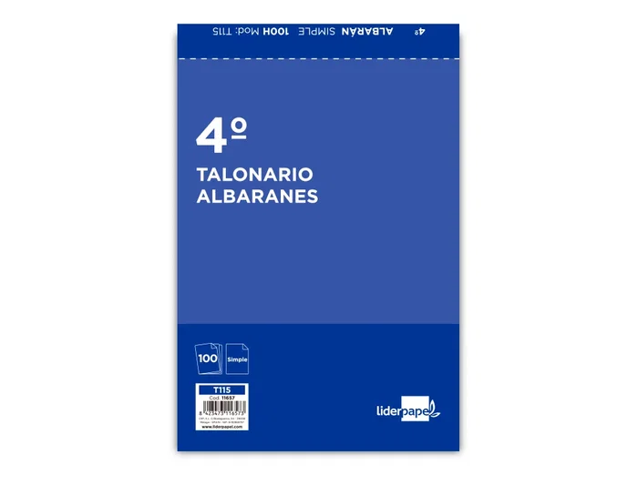 Liderpapel T115 Talonario Albarán Cuarto Original 144 x 210 mm