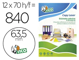 Avery Etiquetas Adhesivas Amarillas Fluorescentes Permanentes Redondas 63,5 mm Caja 840 Unidades