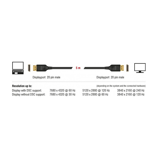 DeLOCK 85658 Cable DisplayPort 1.4 8K 60 Hz 1 m, 7680x4320 Pixeles, 32.4 Gbit/s, Negro, DP 8K Certificado