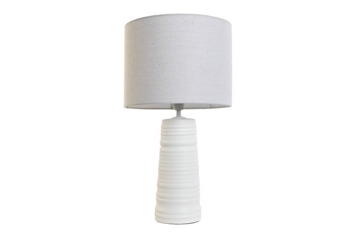 DKD Home Decor Lámpara de Sobremesa de Gres y Poliéster Blanco DKD Home Decor Lámpara de Sobremesa de Gres y Poliéster Blanco