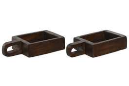 DKD Home Decor Bandeja de Decoración de Teca Natural 36x18x7 cm