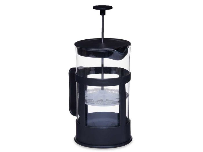 Vivalto Tetera de Vidrio y Plástico con Embolo 600ml - Negro/Transparente - 12.5x17.5x9.5 cm (Set de 12)