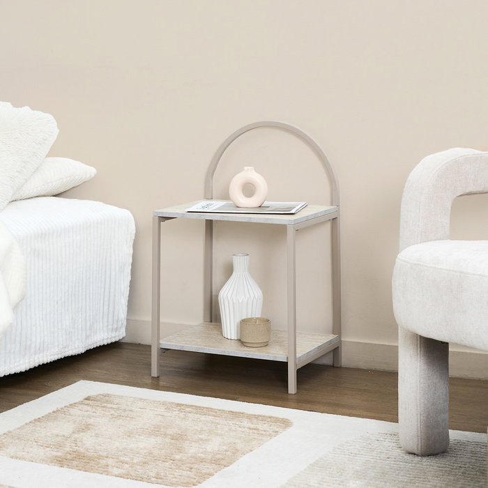 Home Deco Factory Mesita de Noche Terra Nova MDF y Hierro 40x30x63 cm