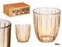 Vivalto Vaso Agua Rayas 300ml Ámbar 8.5x9.5x8.5 cm (Set de 24)