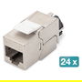 Digitus Keystone Jack Cat6a Apantallado con Organizador de Cables Inteligente, Set 24 Unidades, Plata