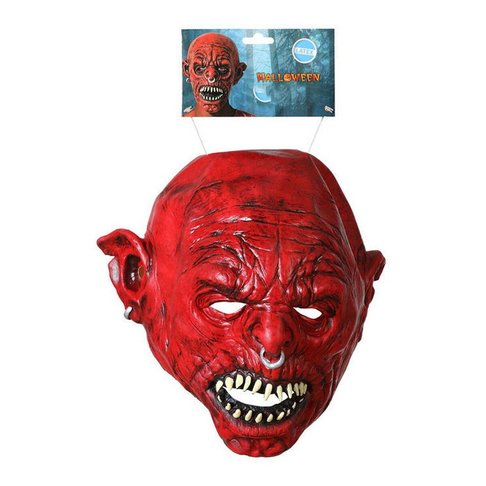 Atosa Máscara Roja de Demonio con Colmillos y Piercings Metálicos Atosa Máscara Roja de Demonio con Colmillos y Piercings Metálicos