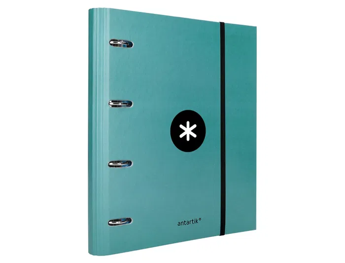 Antartik Carpeta anillas A4 cuadro 5mm forrada 4 anillas 40mm redondas con solapa color menta 90 g