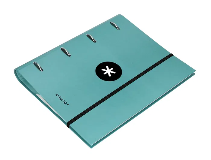 Antartik Carpeta anillas A4 cuadro 5mm forrada 4 anillas 40mm redondas con solapa color menta 90 g