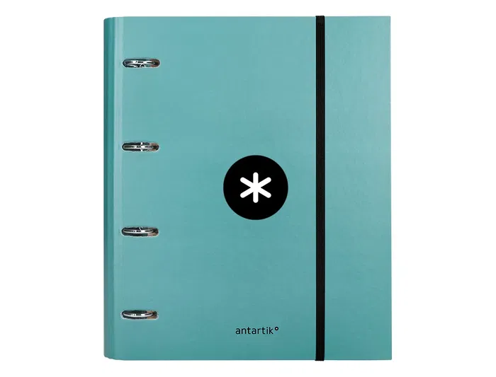 Antartik Carpeta anillas A4 cuadro 5mm forrada 4 anillas 40mm redondas con solapa color menta 90 g