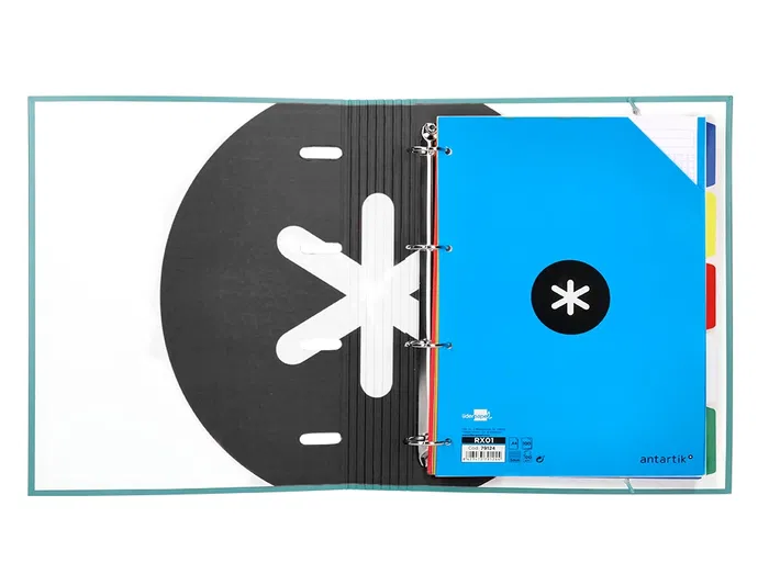 Antartik Carpeta anillas A4 cuadro 5mm forrada 4 anillas 40mm redondas con solapa color menta 90 g