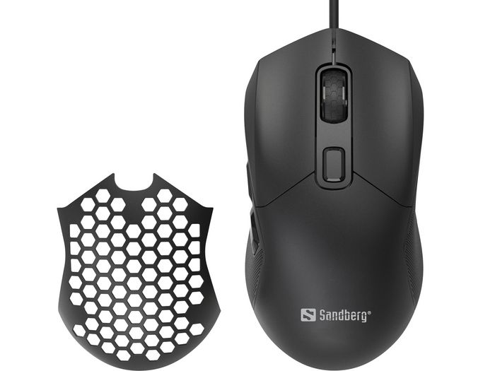Sandberg FlexCover 6D Gamer Mouse Ratón Óptico 12800 DPI con Luces LED RGB y Cubierta Intercambiable para Gaming