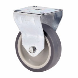 Ruedas Alex Rueda fija de goma gris con placa y eje liso, Ø 6 cm