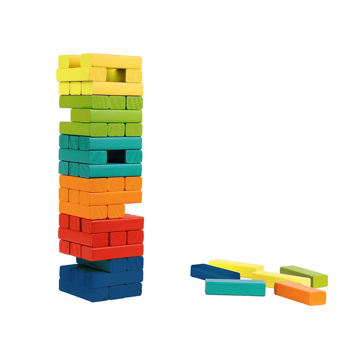DEQUBE D00333 Bloque de construcción y juego de apilamiento de madera con colores vibrantes, juguete educativo para niños +5 años DEQUBE D00333 Bloque de construcción y juego de apilamiento de madera con colores vibrantes, juguete educativo para niños +5 años