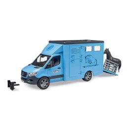 Bruder Mercedes Benz Sprinter Transporte Equino Azul con Caballo