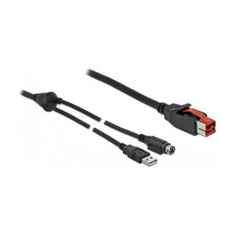 DeLOCK Cable PoweredUSB 24 V a USB Tipo-A y Mini-DIN 3 Pin, 2 m