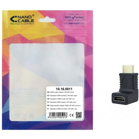 Nano Cable Adaptador 10.16.0011 HDMI Macho - HDMI Hembra Acodado Nano Cable Adaptador 10.16.0011 HDMI Macho - HDMI Hembra Acodado