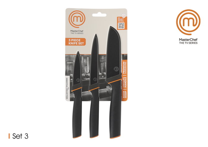 Masterchef Set de 3 Cuchillos Colección NOIRORANGE Masterchef Set de 3 Cuchillos Colección NOIRORANGE